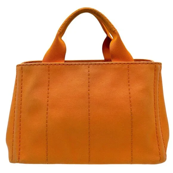 Prada Orange Canvas Small Canapa Tote Bag - Picture 2 of 10